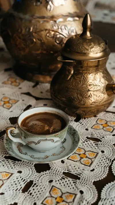Traditional Irish coffee cup with rich, dark coffee and a perfect crema
